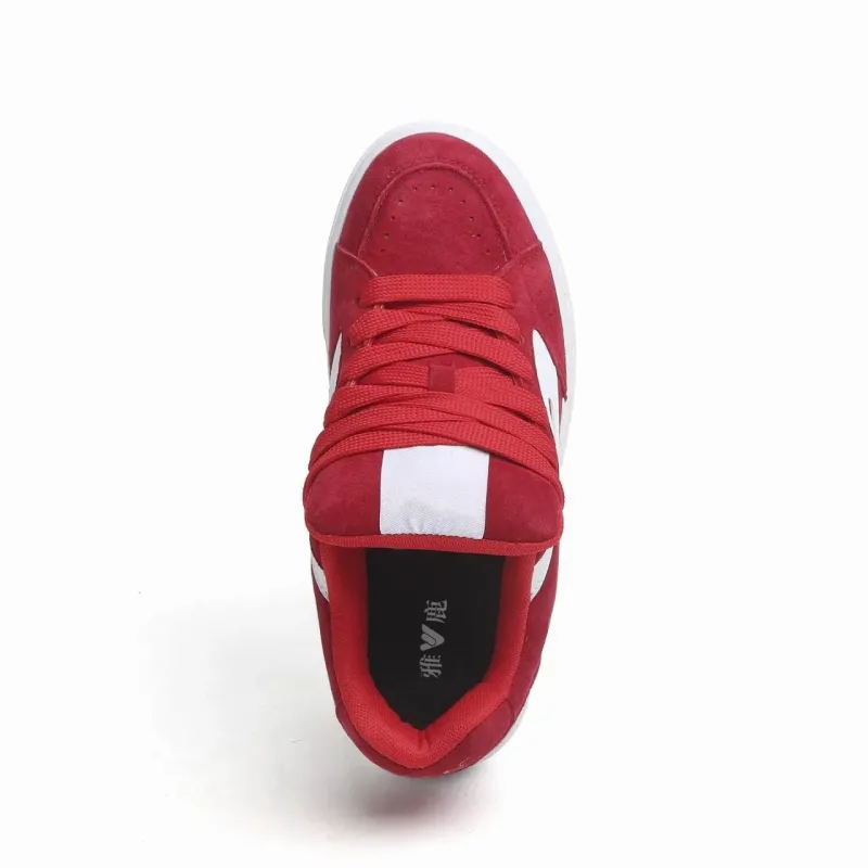 Yalu Wear resistant And Lightweight Low Top Skateboard Shoes Unisex Crimson-4