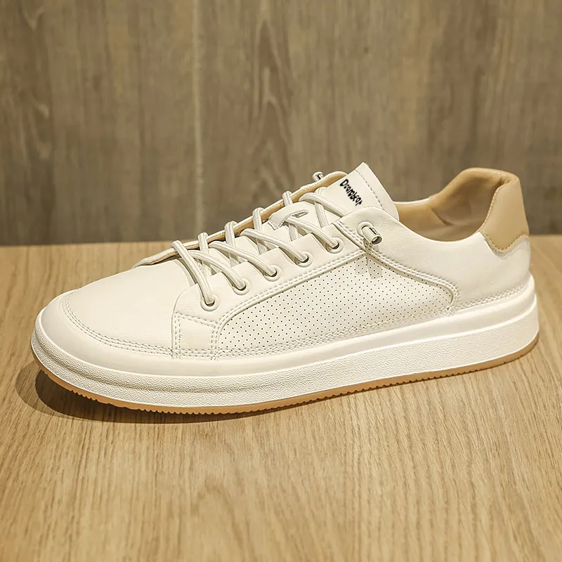 Budding Bear Skateboard Shoes Men Low Top White/White Apricot-7