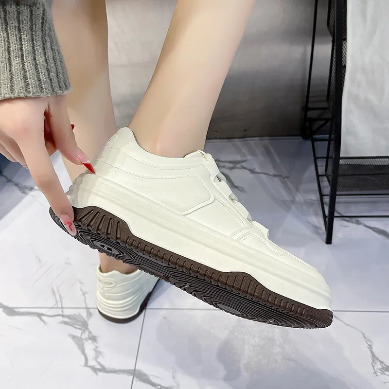 Budding Bear Anti-Slip Wear-Resistant Low-Top Skateboard Shoes Women's Coffee-4