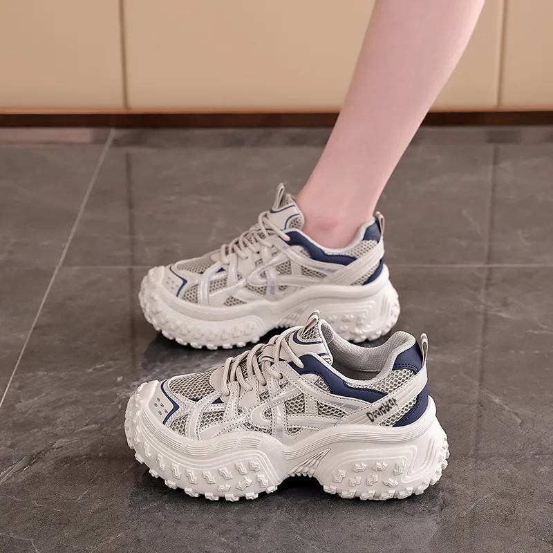 Budding Bear Height Increasing Abrasion Resistant Breathable Slip Resistant Low Top Chunky Sneakers Women's-1