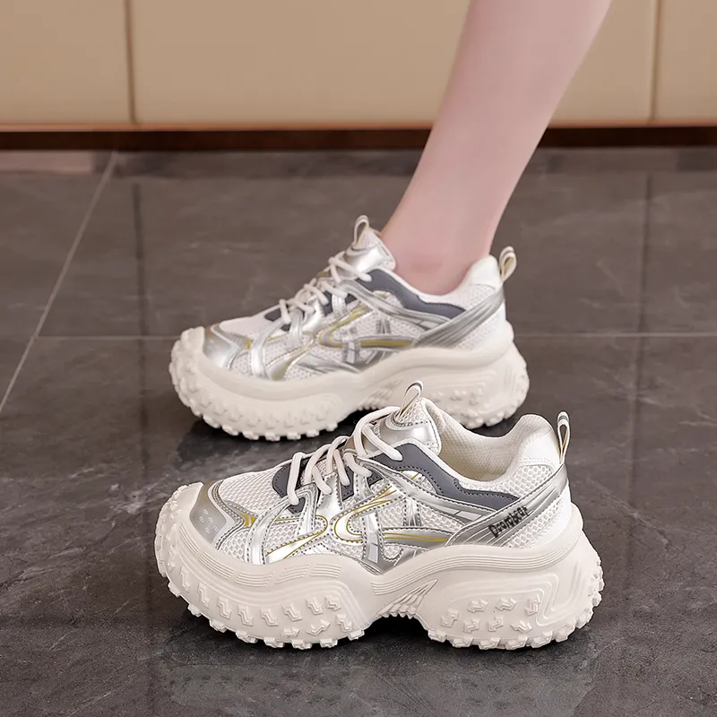 Budding Bear Height Increasing Abrasion Resistant Breathable Slip Resistant Low Top Chunky Sneakers Women's-4