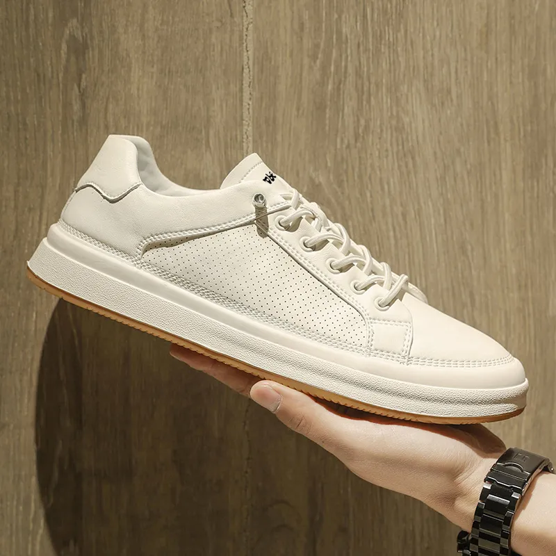 Budding Bear Skateboard Shoes Men Low Top White/White Apricot-3