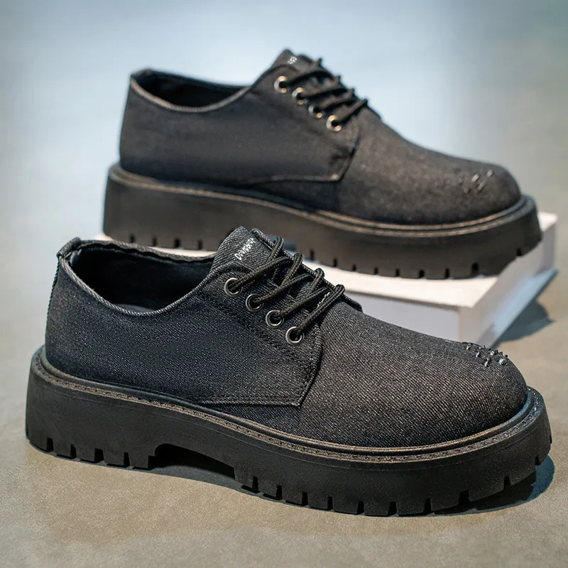 Budding Bear Anti Slip And Wear Resistant Height Increasing Low Top Casual Shoes Men's Black-2