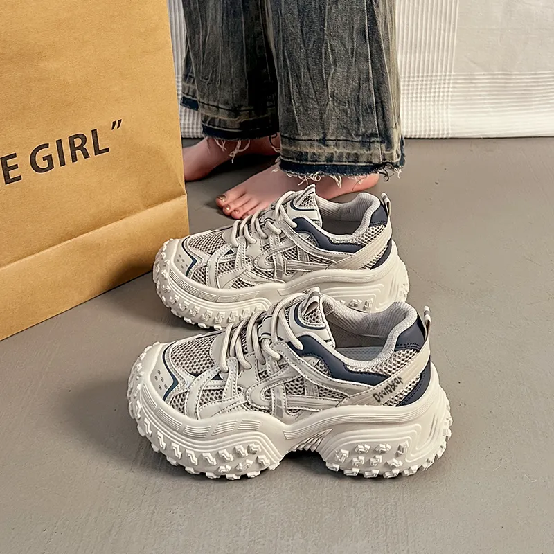 Budding Bear Height Increasing Abrasion Resistant Breathable Slip Resistant Low Top Chunky Sneakers Women's-2