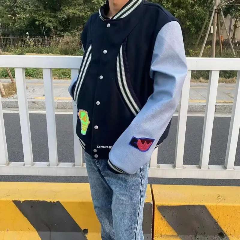 CHARLIE GOLF Baseball Jacket Unisex Navy Blue-3