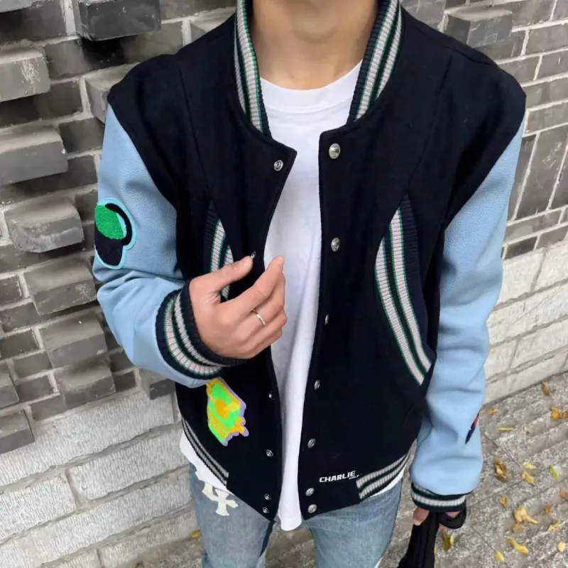 CHARLIE GOLF Baseball Jacket Unisex Navy Blue-4