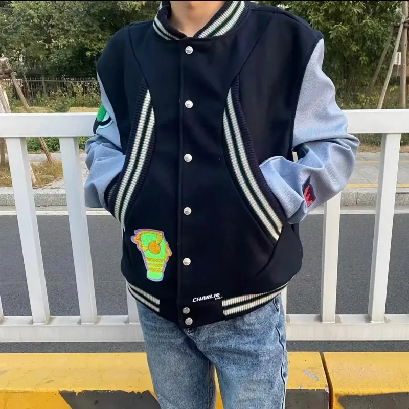 CHARLIE GOLF Baseball Jacket Unisex Navy Blue-2