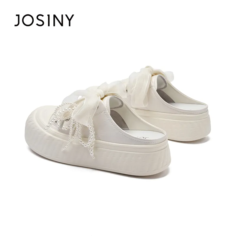 JOSINY Closed Toe Slippers Women's Silver White-2