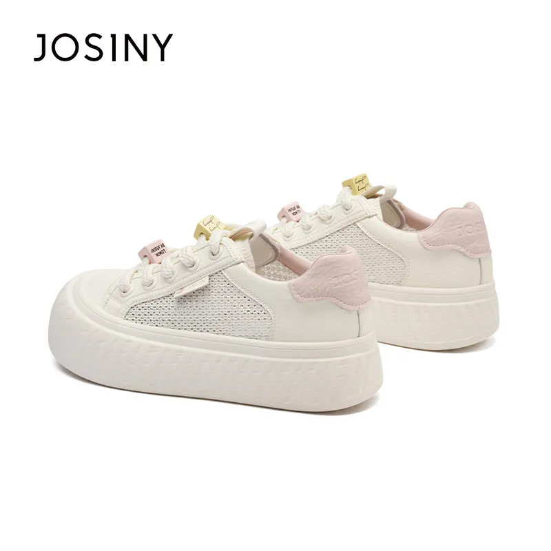 JOSINY Anti Slip Wear Resistant Low Top Skateboard Shoes Women's Beige Pink-3