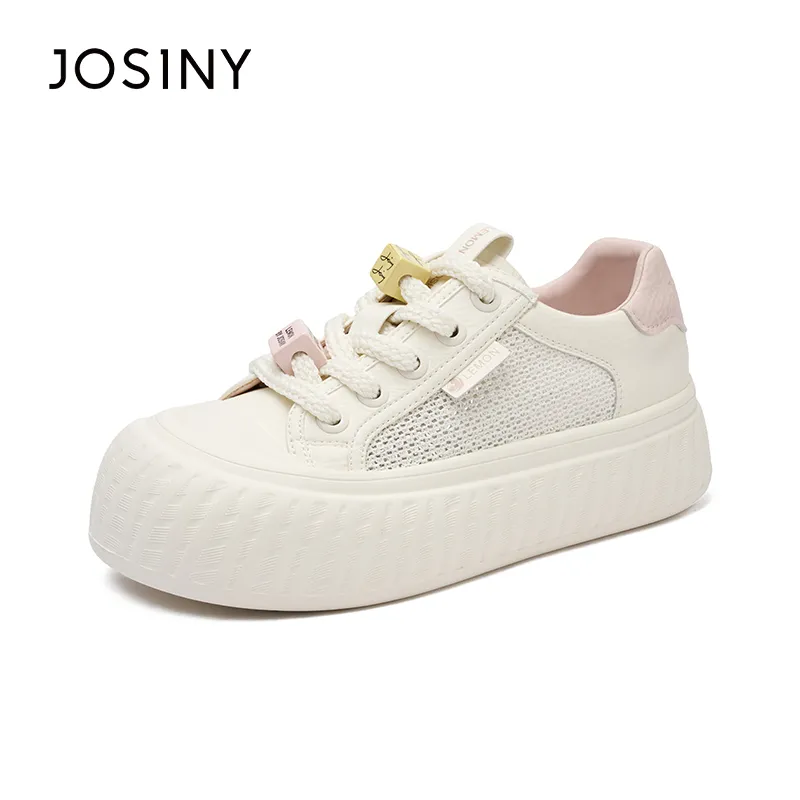 JOSINY Anti Slip Wear Resistant Low Top Skateboard Shoes Women's Beige Pink-1
