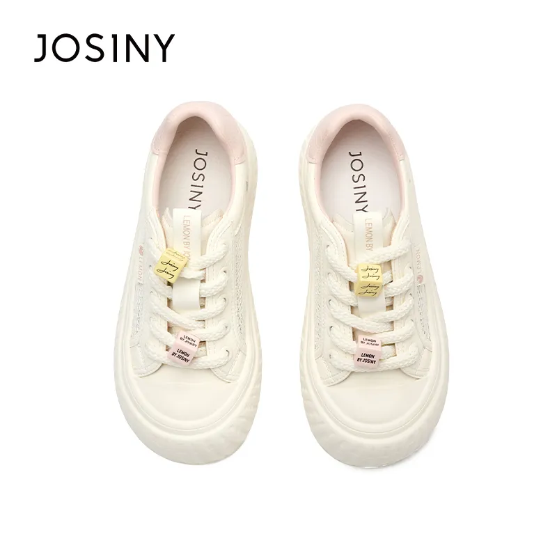 JOSINY Anti Slip Wear Resistant Low Top Skateboard Shoes Women's Beige Pink-2