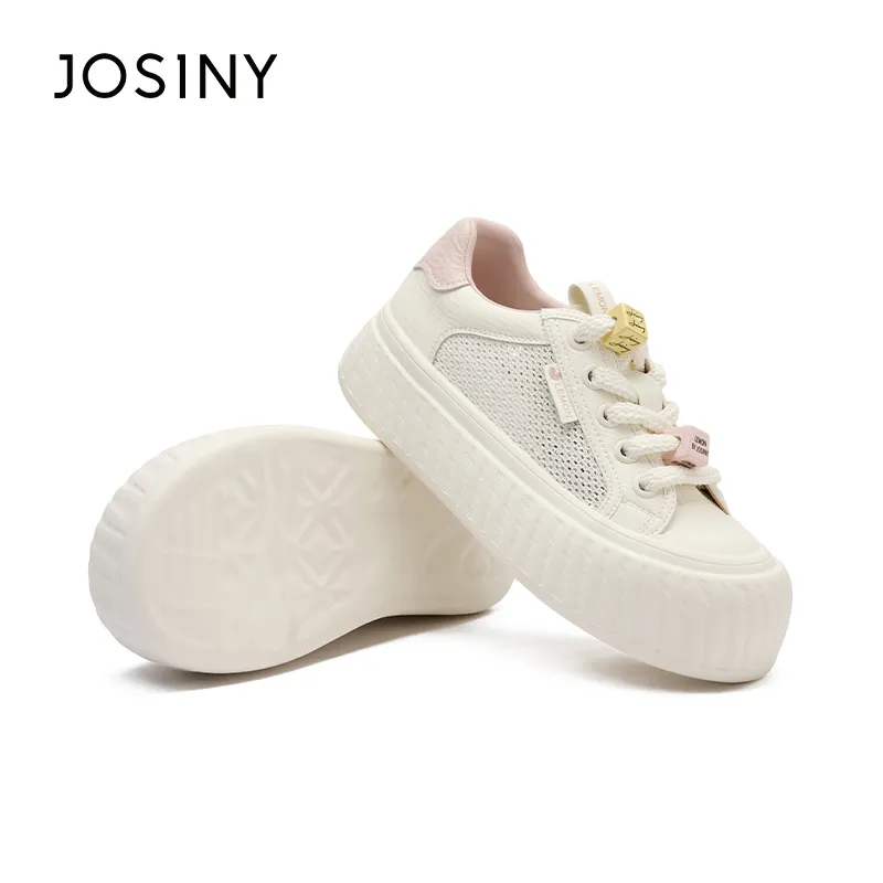 JOSINY Anti Slip Wear Resistant Low Top Skateboard Shoes Women's Beige Pink-4