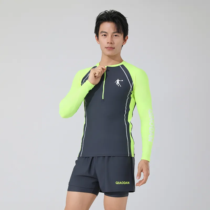 QIAODAN Men's Swimwear Men Dark Gray/Silver Light Green-2