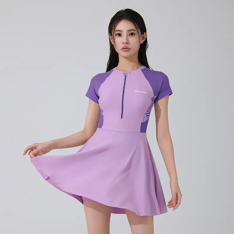QIAODAN One Piece Swimsuits Women's Purple Pink-4