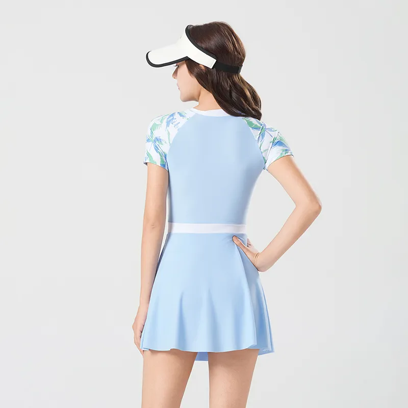 QIAODAN One piece Swimsuit Women's Light Blue-4