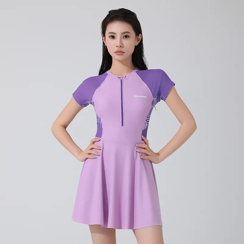 QIAODAN One Piece Swimsuits Women's Purple Pink-2