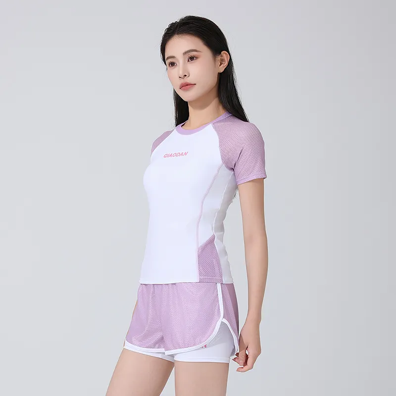 QIAODAN Two Piece Swimsuit Women's White/Pink-4