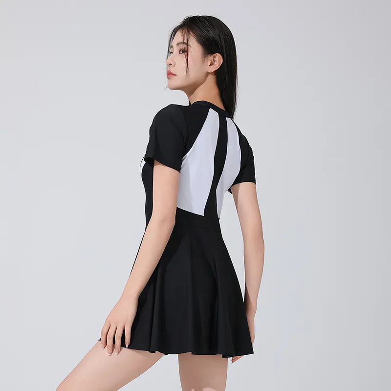 QIAODAN One piece Swimsuit Women's Black White-1