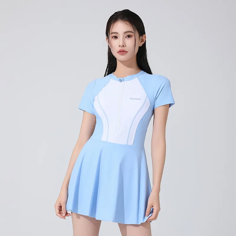 QIAODAN One piece Swimsuit Women's Blue White-2