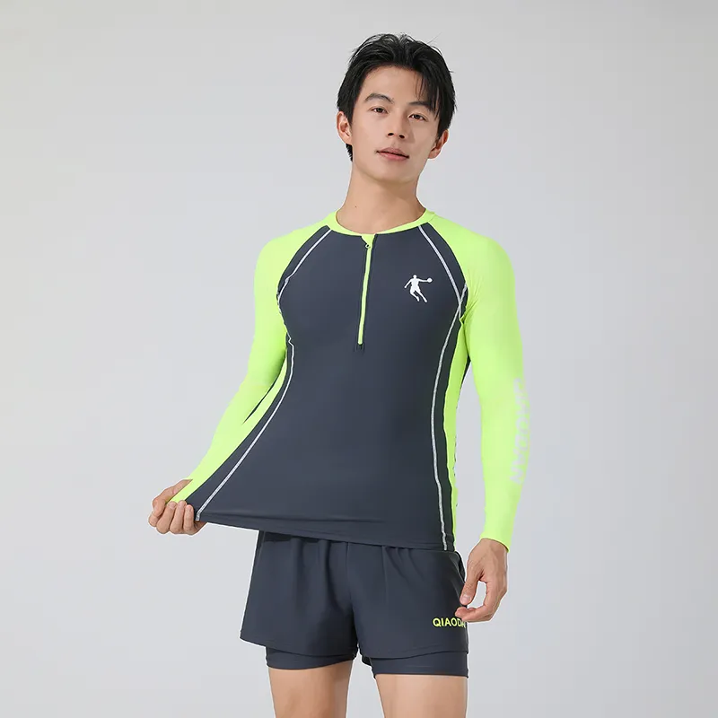 QIAODAN Men's Swimwear Men Dark Gray/Silver Light Green-4