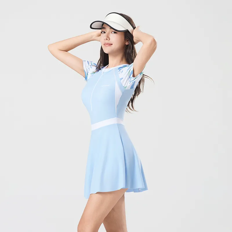 QIAODAN One piece Swimsuit Women's Light Blue-2