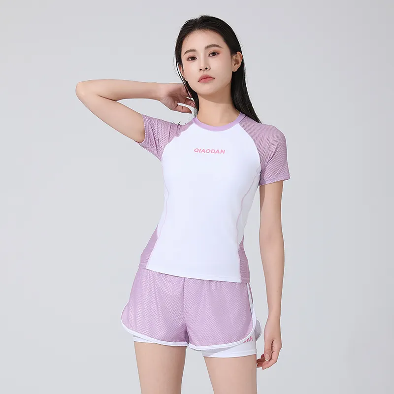 QIAODAN Two Piece Swimsuit Women's White/Pink-3