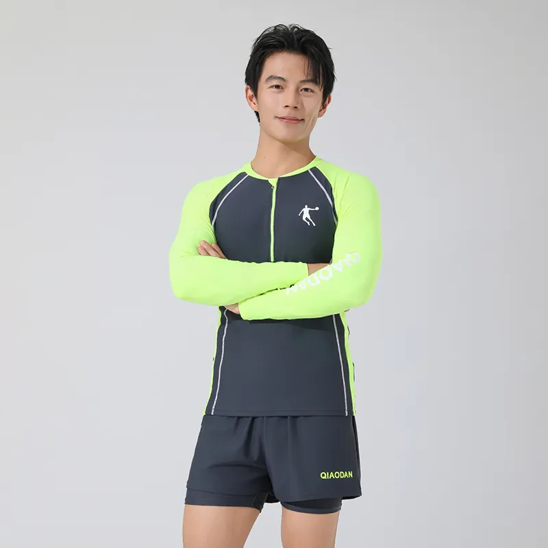 QIAODAN Men's Swimwear Men Dark Gray/Silver Light Green-3