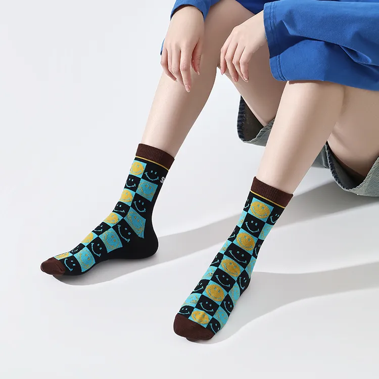 SMILEY Mid Calf Socks Unisex Combo Set-3