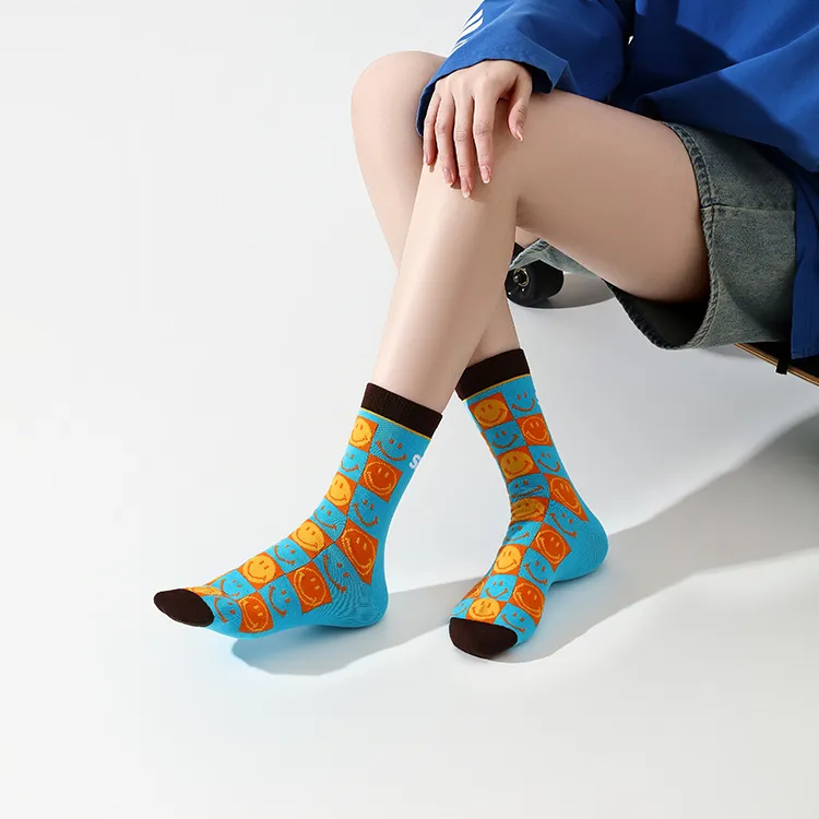 SMILEY Mid Calf Socks Unisex Combo Set-5