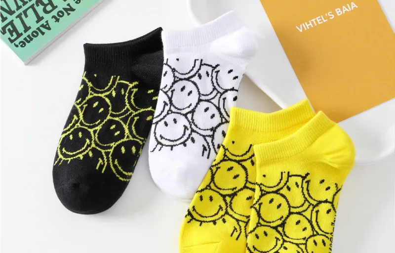 SMILEY No Show Socks Unisex 3 Pack-1