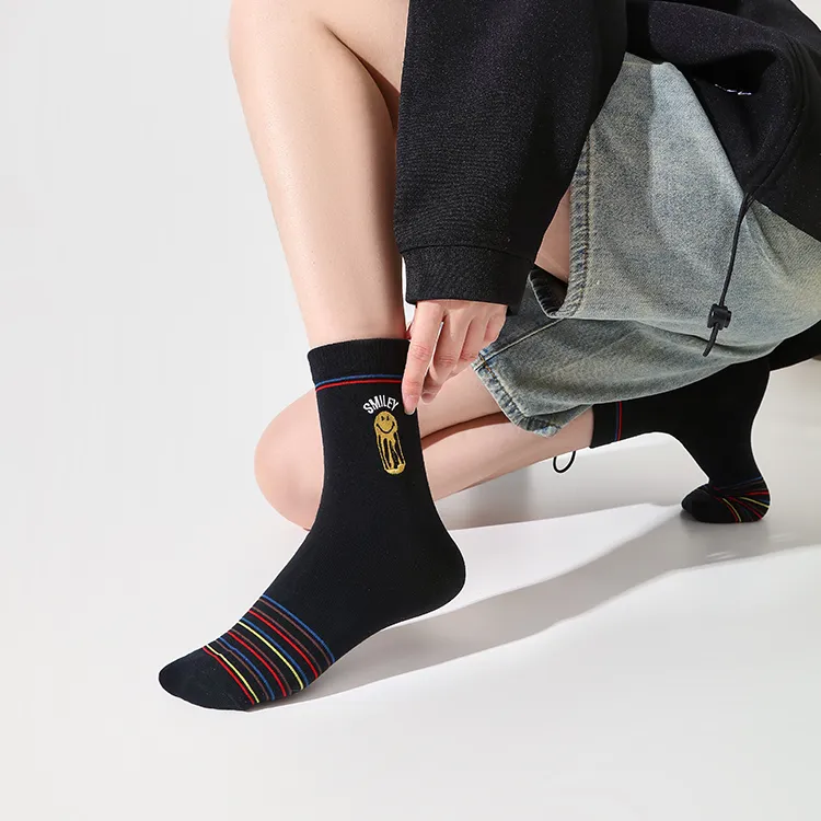 SMILEY Mid Calf Socks Unisex Combo Set-1