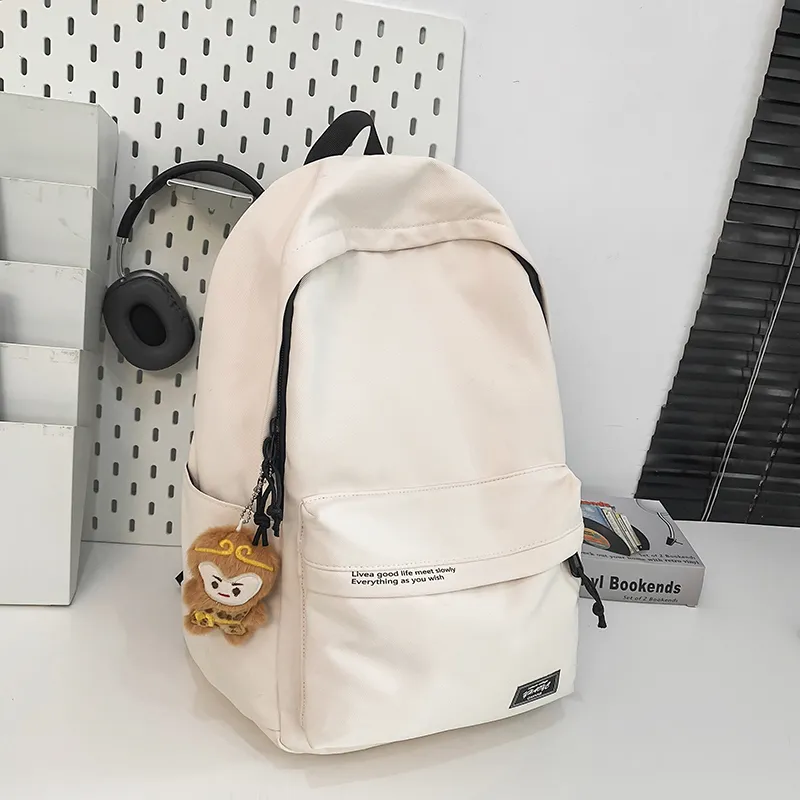 Yalu Nylon Backpack Unisex White/Black-1
