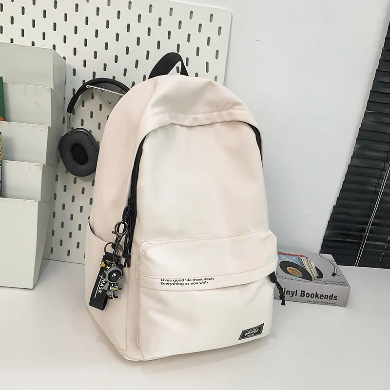 Yalu Nylon Backpack Unisex White/Black-2