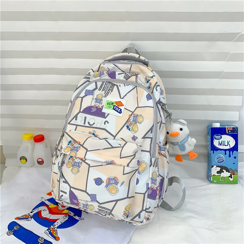 Yalu Nylon Backpack Regular Unisex Multicolor-14