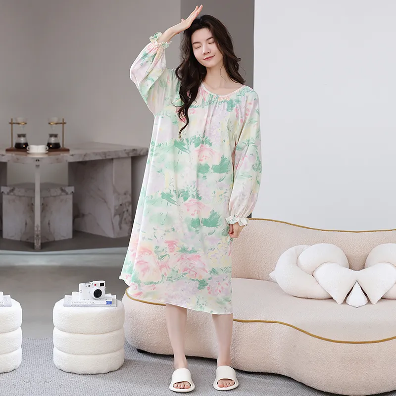 Herbal Primer Nightgown Women's Combo Set-4