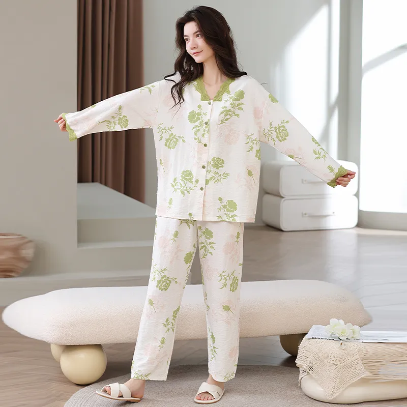 Herbal Primer Pajama Set Women's Combo Set-17