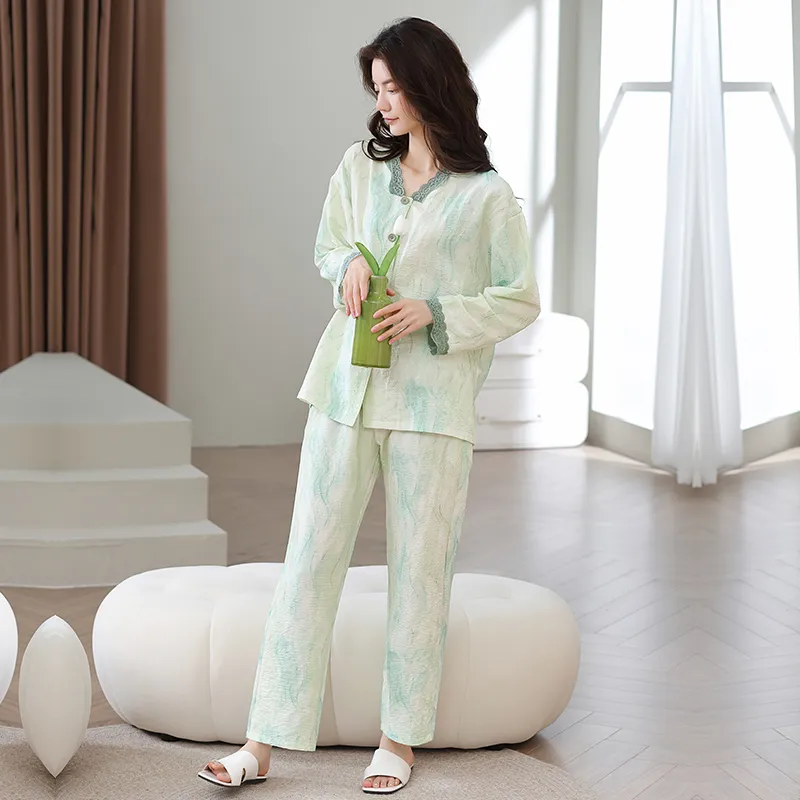 Herbal Primer Pajama Set Women's Combo Set-34