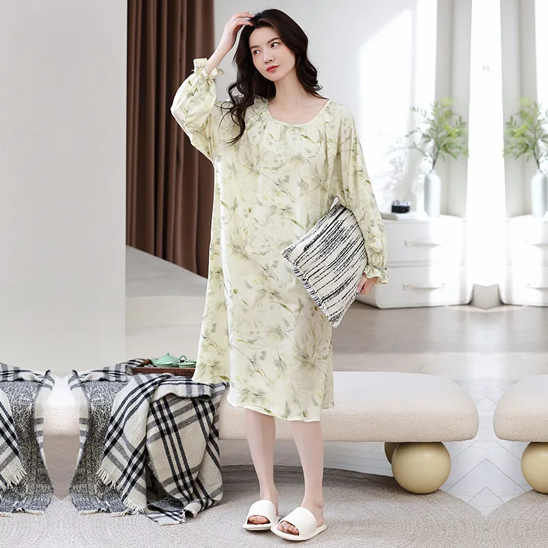 Herbal Primer Nightgown Women's Combo Set-22