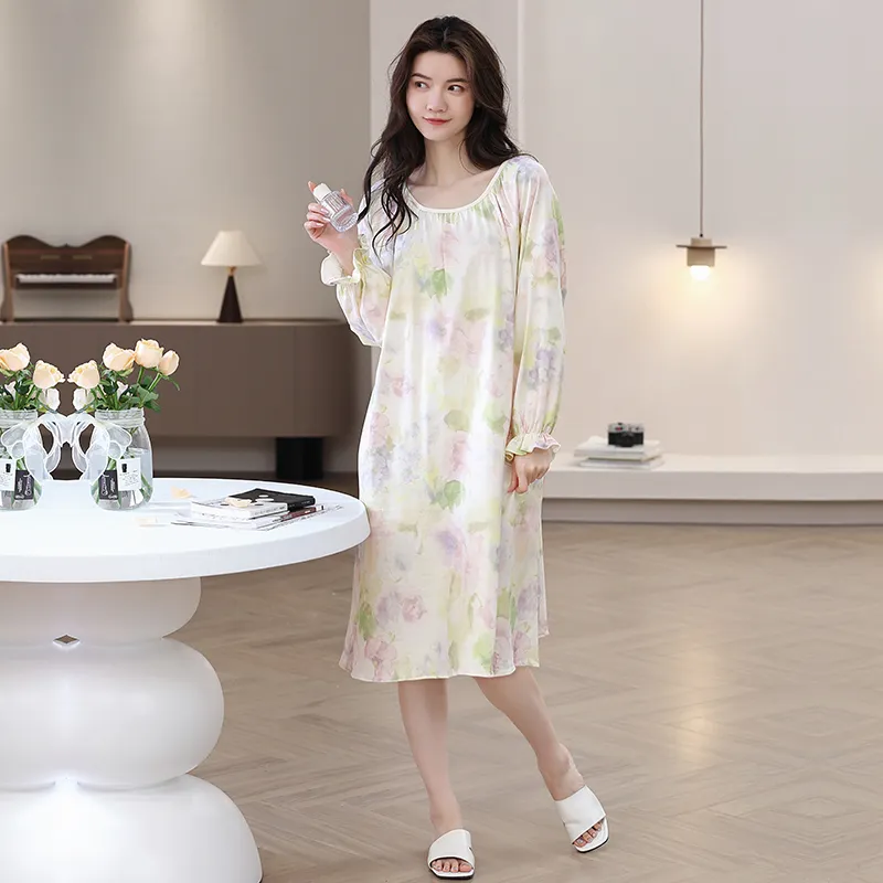 Herbal Primer Nightgown Women's Combo Set-33