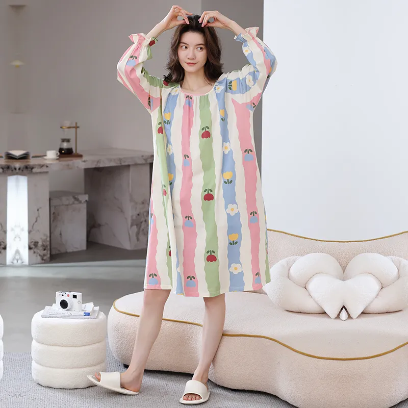 Herbal Primer Nightgown Women's Combo Set-7