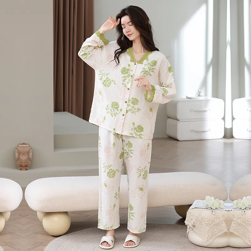 Herbal Primer Pajama Set Women's Combo Set-19