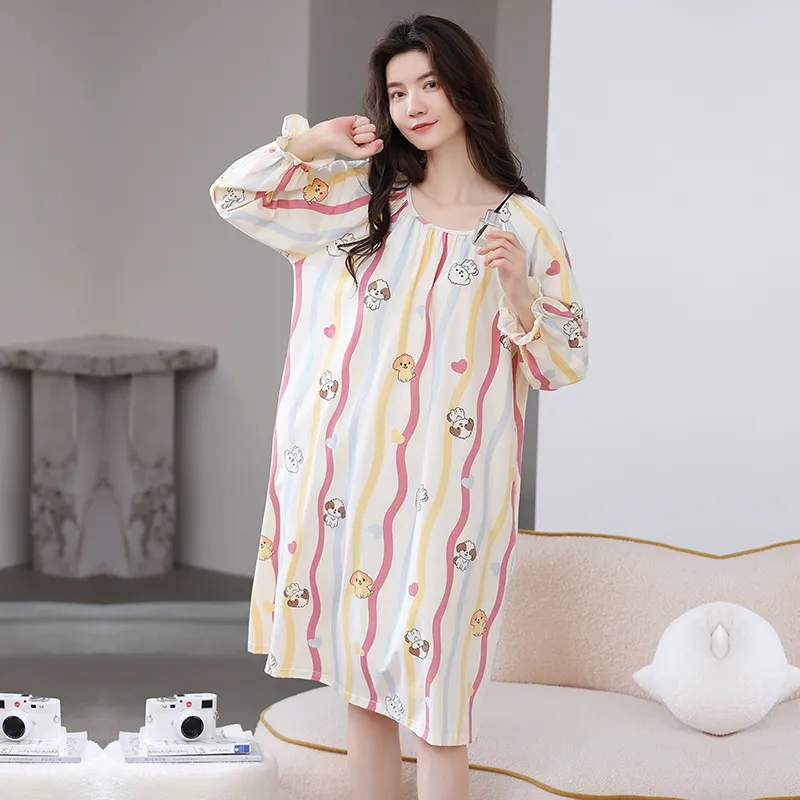 Herbal Primer Nightgown Women's Combo Set-16