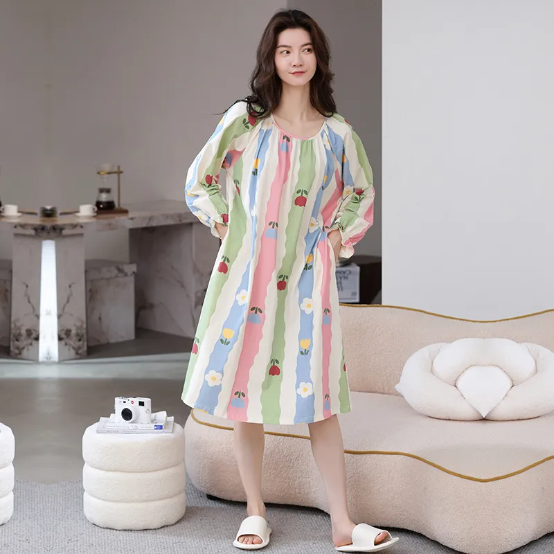 Herbal Primer Nightgown Women's Combo Set-9