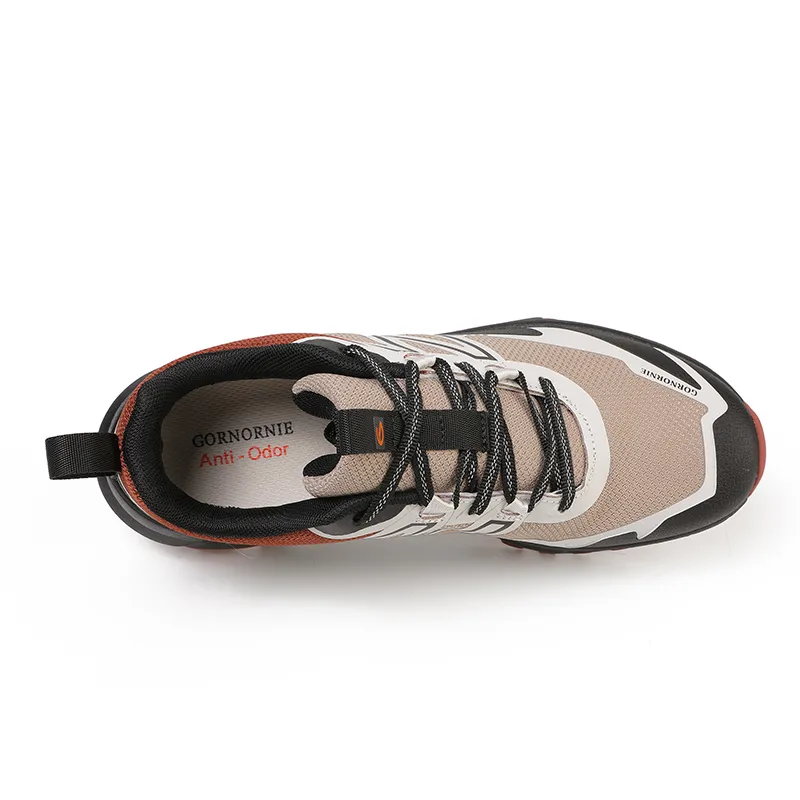 GORNORNIE Cushioned Wear Resistant Lightweight Low Top Outdoor Shoes Men's Black Brown-3