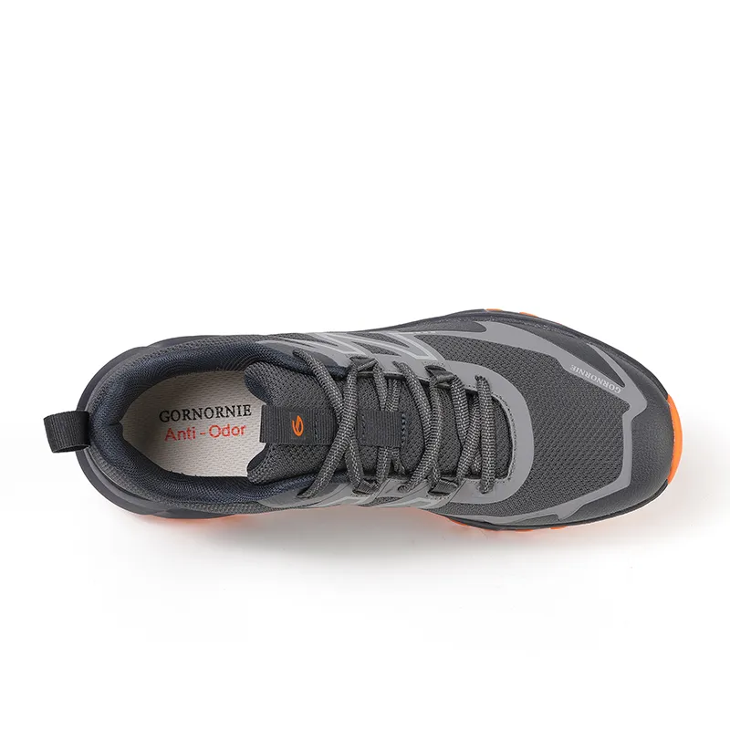 GORNORNIE Shock Absorbers With Slip Resistant And Abrasion Resistant Properties Low Top Outdoor Shoes Men's Gray Orange-3