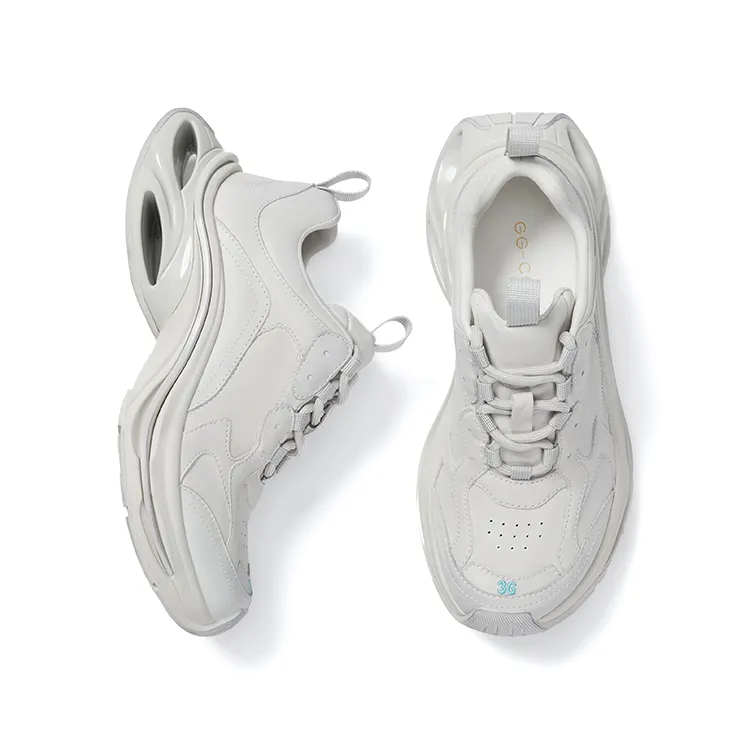 GG CC Flame Anti Slip Wear Resistant Low Top Casual Chunky Sneakers Women's Light Gray-1