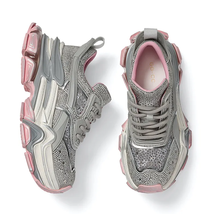GG CC Cushioning, Slip Resistant, And Abrasion Resistant Low Top Height Increasing Mesh Chunky Sneakers Women's-6