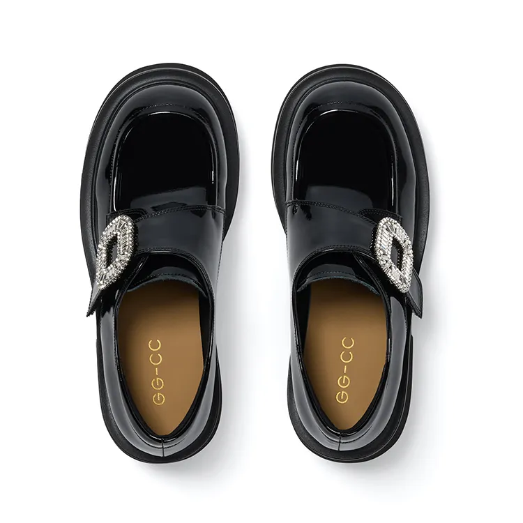 GG CC Height Increasing Small Leather Shoes Platform Loafers 5cm Women's-10