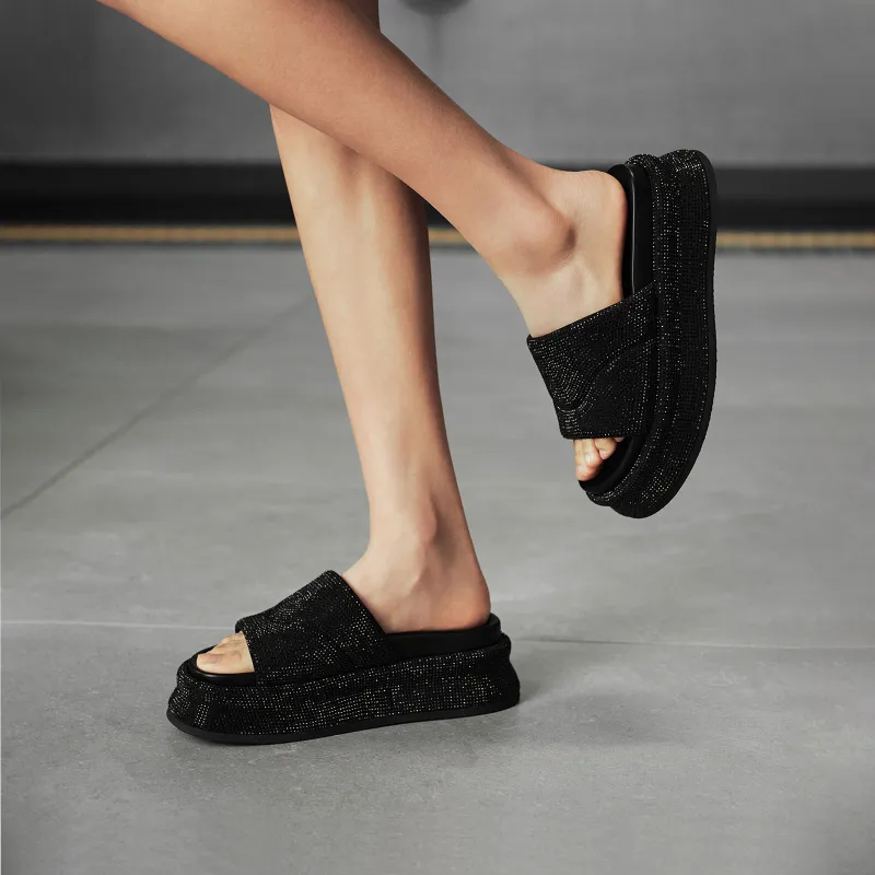 GG CC Rhinestone Slip Resistant Abrasion Resistant Slide Slippers Women's-5