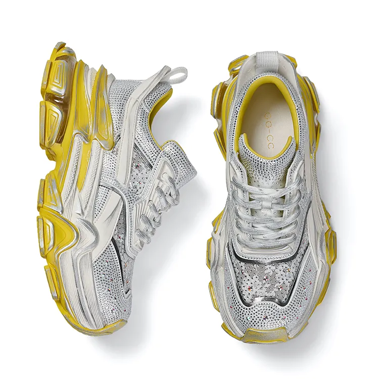 GG CC Cushioning, Slip Resistant, And Abrasion Resistant Low Top Height Increasing Mesh Chunky Sneakers Women's-11